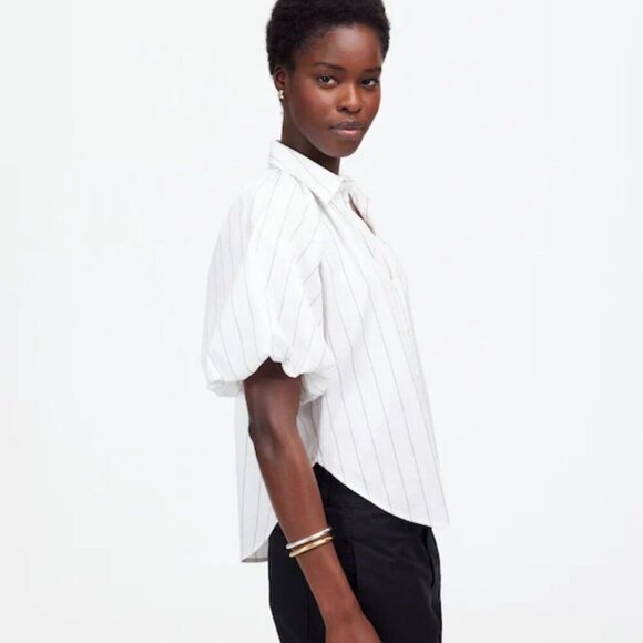 NWT Madewell Shirred Bubble-Sleeve Button-Up Shirt - Size: XXS - Picture 12 of 14